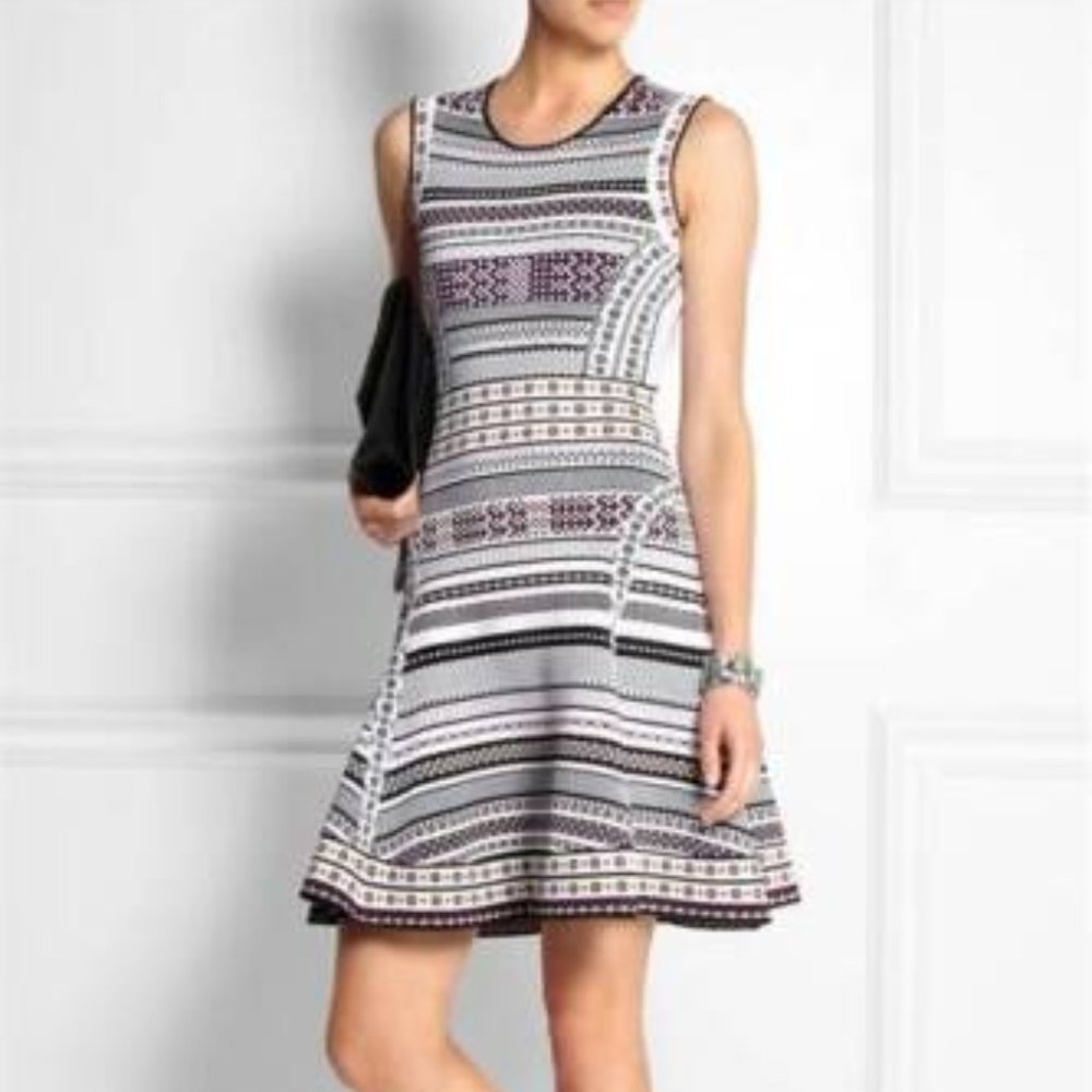 DVF Diane Von Furstenberg ELEANOR Stretch Fit and Flare Dress Banded Dot - Picture 2 of 12